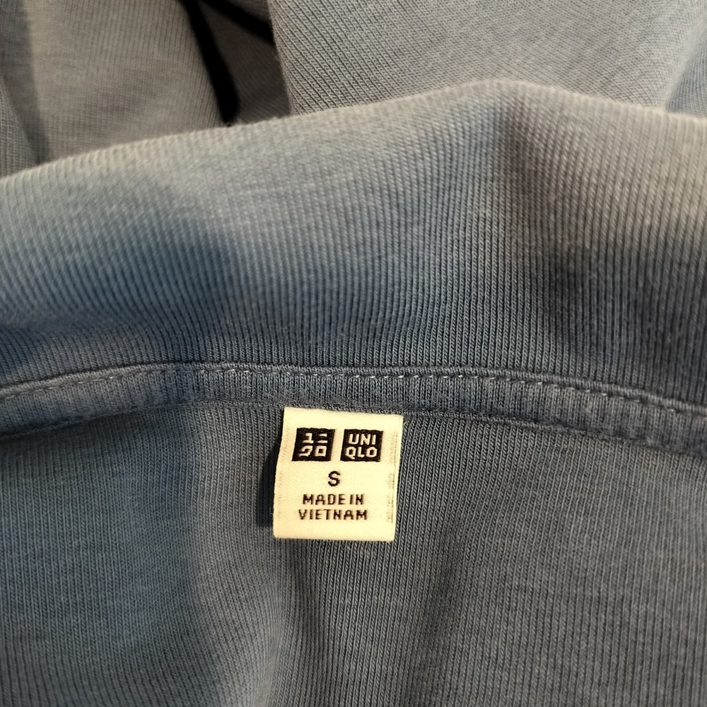 Uniqlo Polo Shirt Womens Small Cropped V-Neck Short Sleeve Preppy Blue - Picture 5 of 7